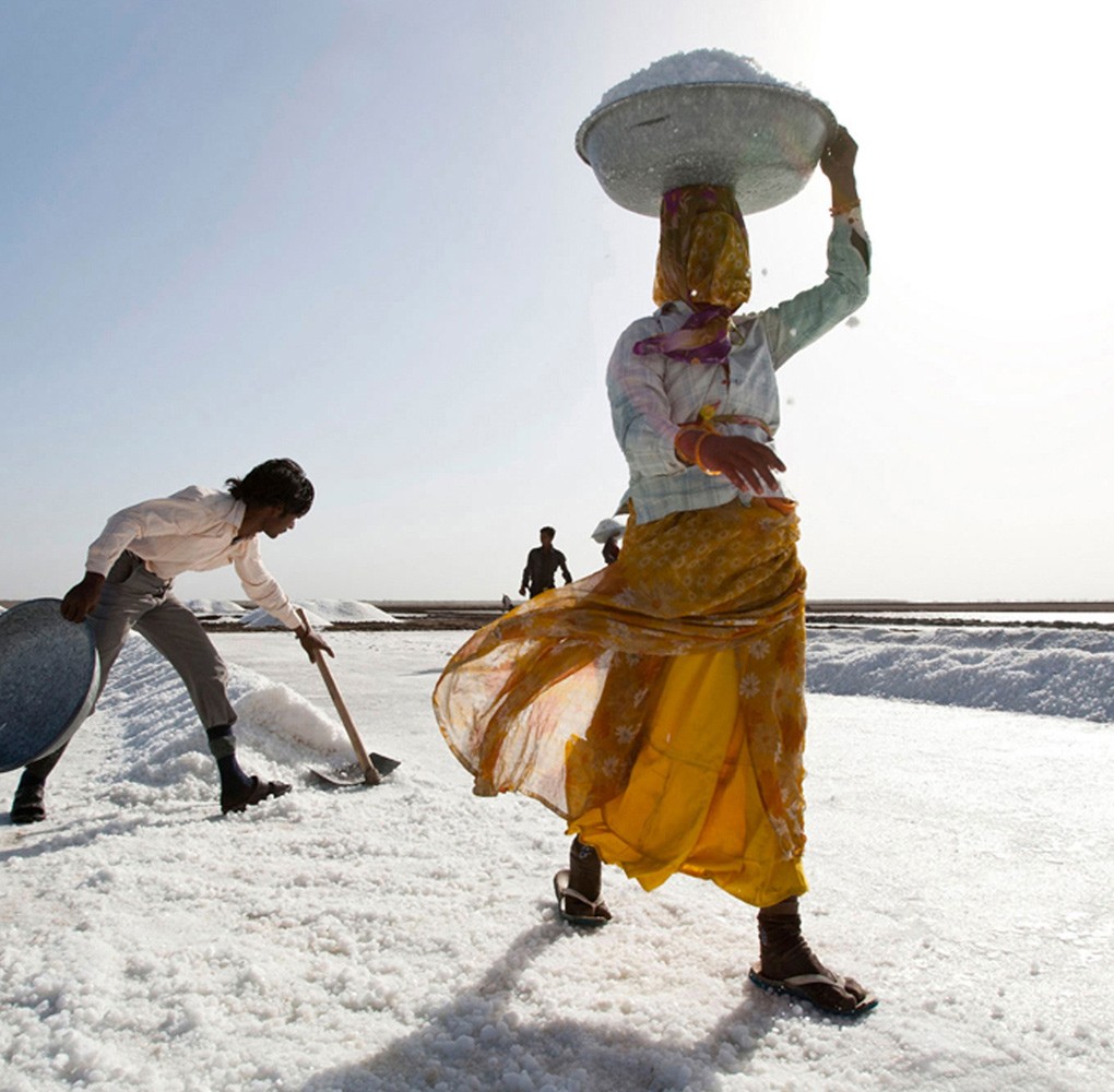 SABRAS | Working life can be harsh; with blinding conditions in summer reaching up to 50˚C this is work and home for the salt workers at the Little Rann of Kutch, Gujarat. Sabras collaborate to improve both conditions and livelihood for and with the workers.